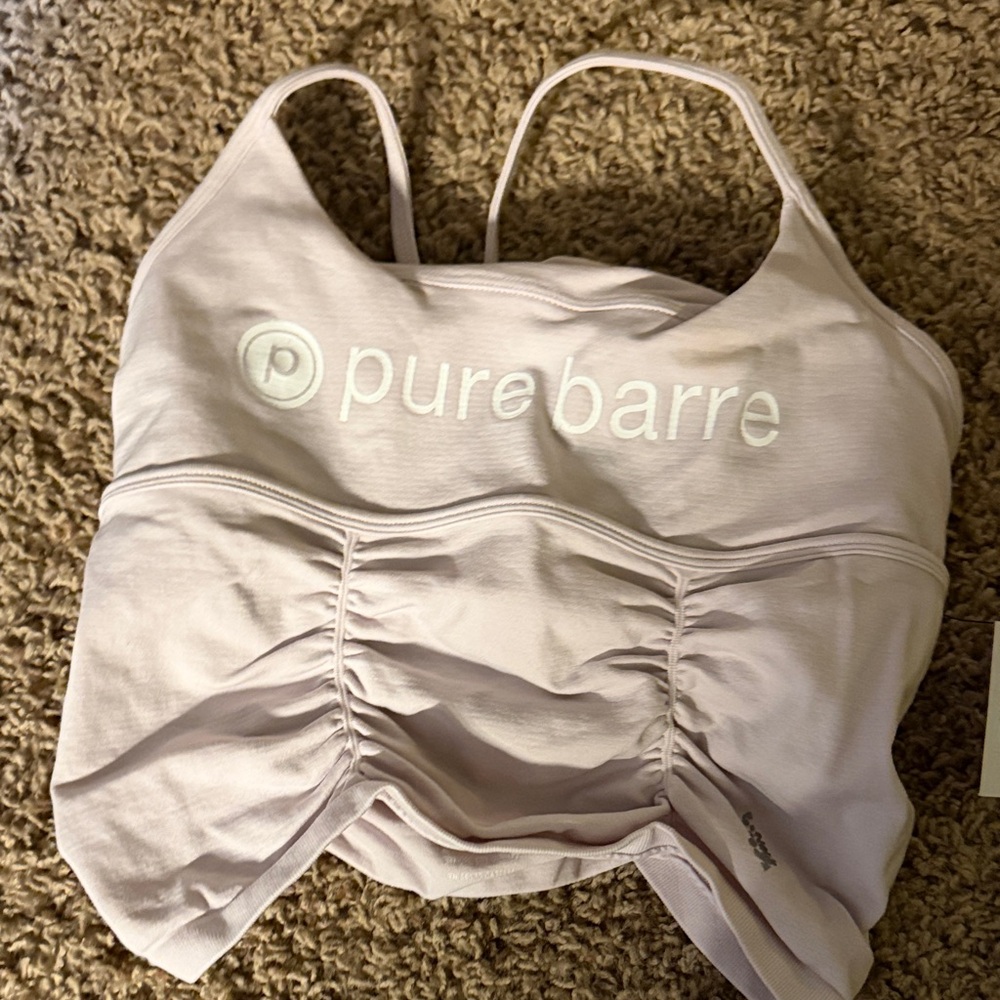 Pure Barre Light Lavender Ruched Cropped Tank